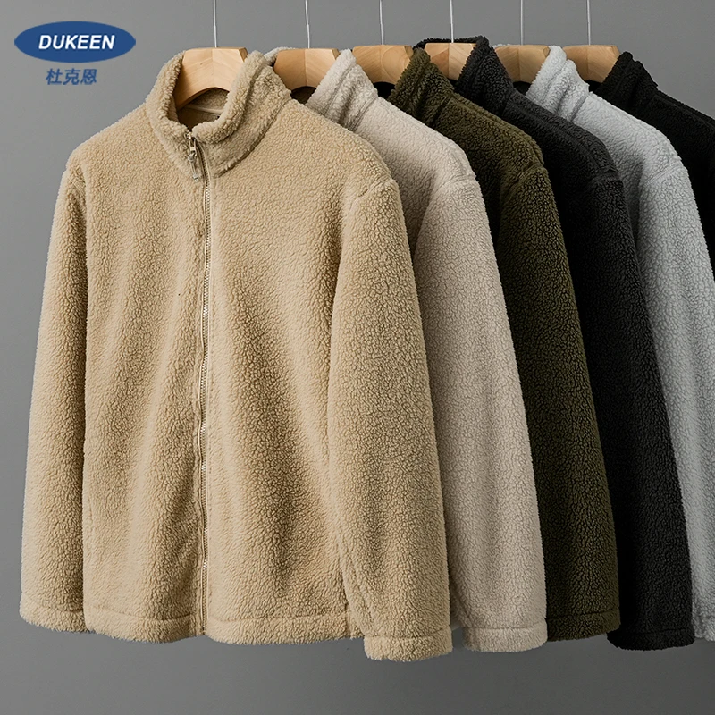 DUKEEN Men's Fleece Jacket 2025 Autumn and Winter New Stand Collar Warm Everyday Essential Classic Fit Zip Up Coats