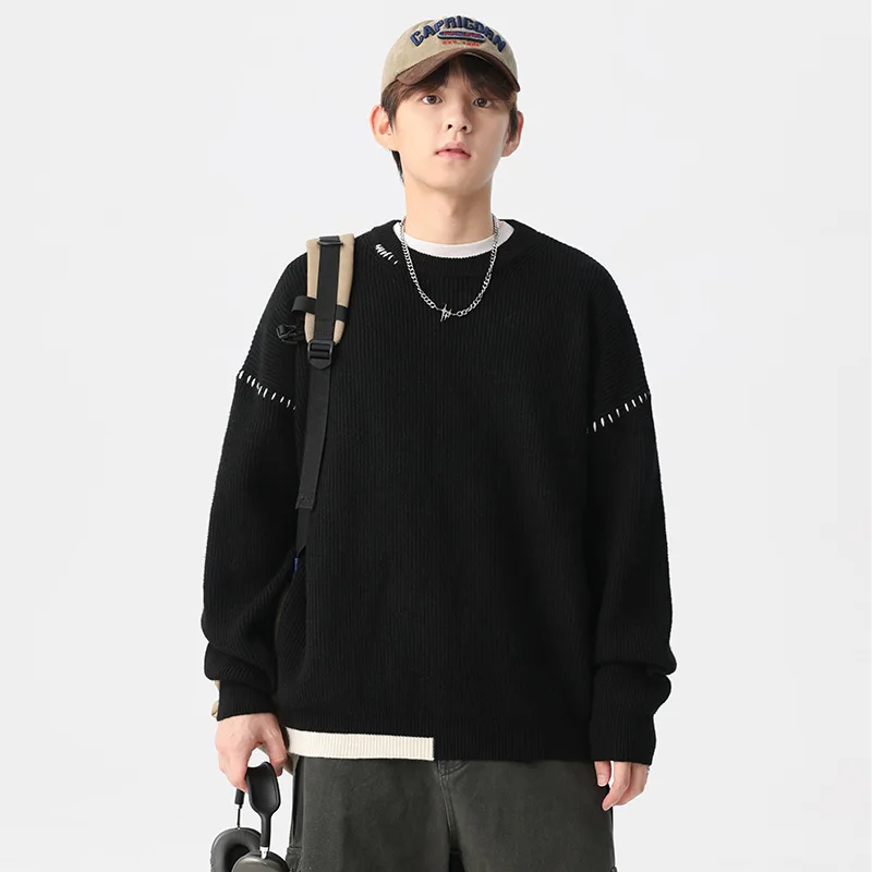 ฤดูใบไม้ผลิฤดูใบไม้ร่วงเสื้อกันหนาวผู้ชายStreetwearแฟชั่นหลวมสบายๆถักเสื้อกันหนาวผู้หญิงOversizeคู่เสื้อกันหนาวคริสต์มาส