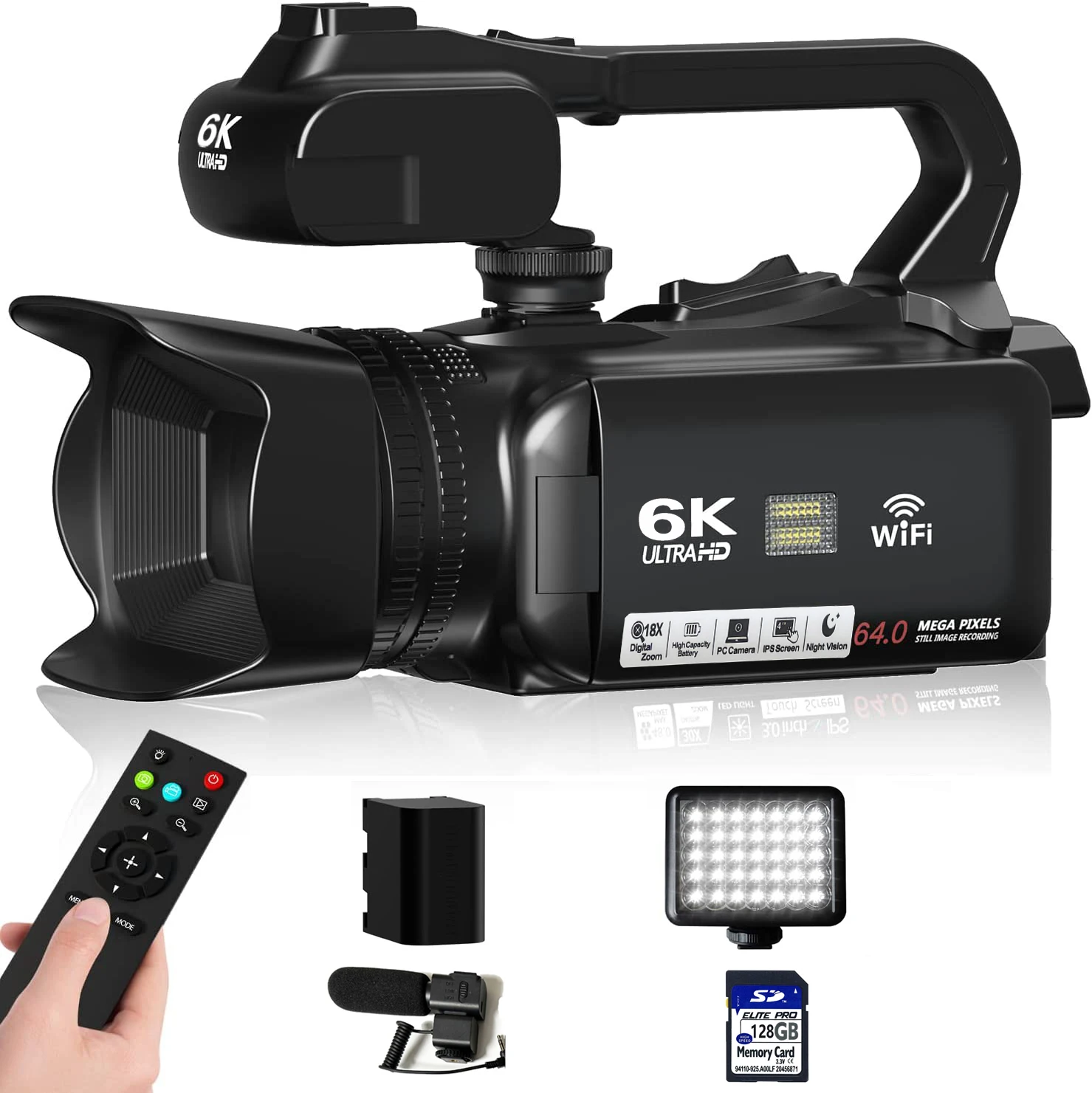 HD WIFI 6K Digital Camera 4.0 Touch Screen Video 270 Degree Rotation Night Vision 18X Digital Zoom