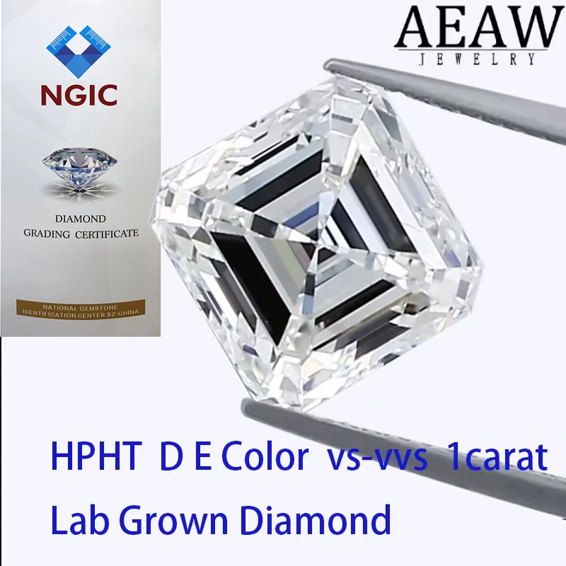 

HPHT diamond DE white color 1ct vs-vvs clarity Asscher shape Cut NGIC certificated lab grown diamond loose stone