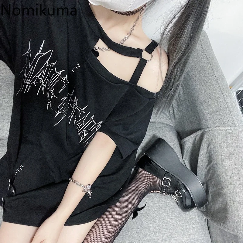 Oversized Tops Harajuku Tshirts Summer Y2k Off Shoulder Japanese T Shirt Women