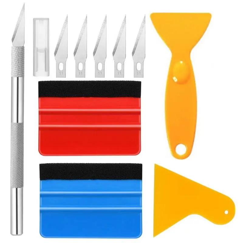 

Window Film Kit 10pcs Professional Film Wrapping Kit Film Installation Squeegee Tinting Kit Vinyl Scraper Cutter Car Accessories