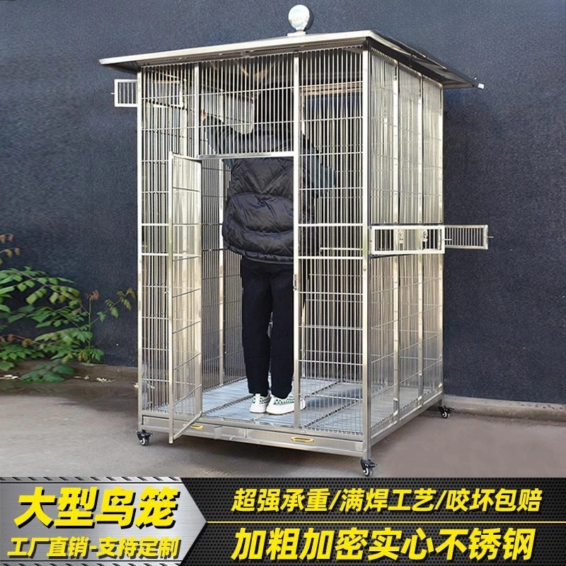 

Daniel stainless steel parrot cage 304 outdoor rain and sun protection oversized starling large luxury villa bird cage