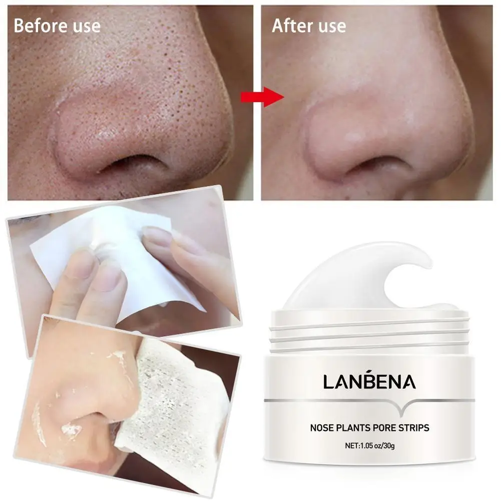 30G Lanbena Mee-Eter Verwijderaar Crèmepapier Plant Poriestroken Neus Acne Reinigende Zwarte Stippen Pellen Moddermasker Behandelingen Huid