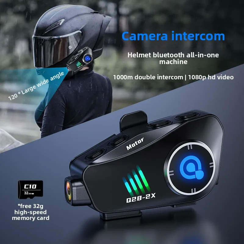 

Q282X Helmet Bluetooth Headset 1080P High Definition Camera Motorcycle Helmet Intercom Headset Driving Recorder