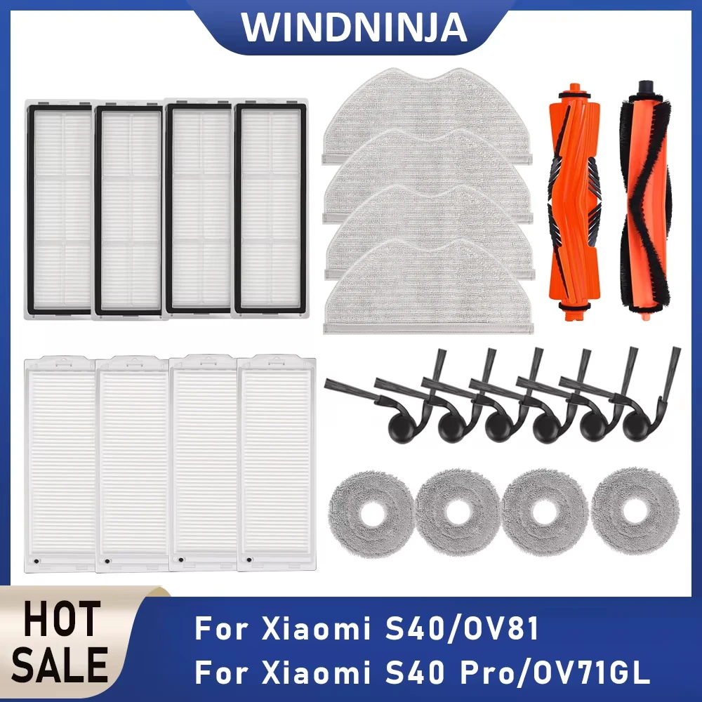 For Xiaomi S40/OV81 S40 Pro/OV71GL Robot Vacuum Cleaner Accessories Side Main Brush Mop Cloth Pads Hepa Filter Replacement Parts