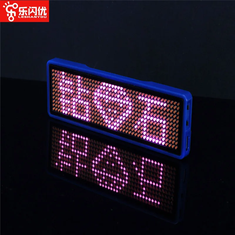 Customized LED Name Badge ID Card Screen Electronic Name Badge Light-up Pink Display