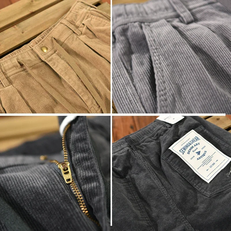 Autunno inverno nuovi uomini Vintage velluto a coste Keep Flex Pants pantaloni larghi in cotone a gambe larghe Casual morbidi e comodi 4XL AZ398