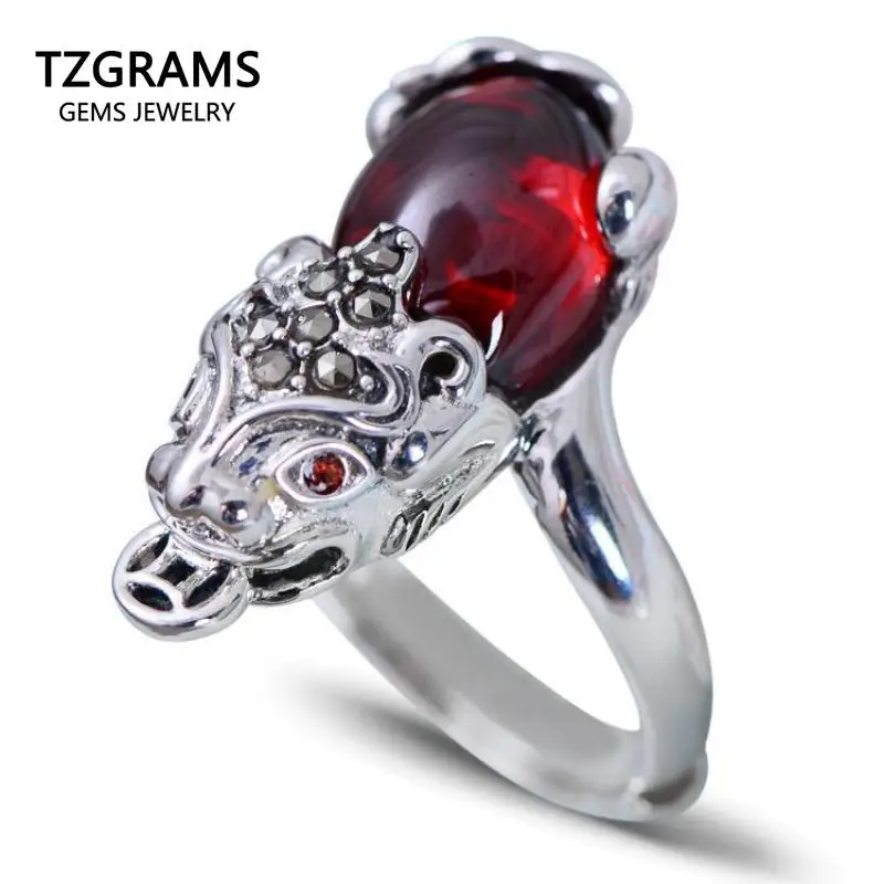 Garanteed 925 Sterling Silver Rings For Women Red Garnet Brave Troops Resizable Large And Small Size Natural Stone Ring