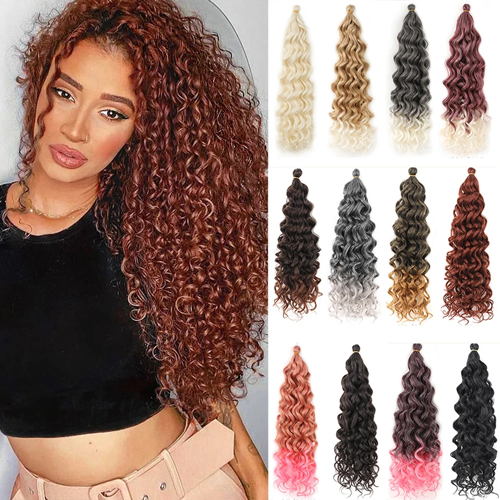 Hawaii Ocean Wave Braiding Synthetic Hair Curly Crochet Hair Extension Goddess Locs Premium Hair Boho Style Hairpiece For Women