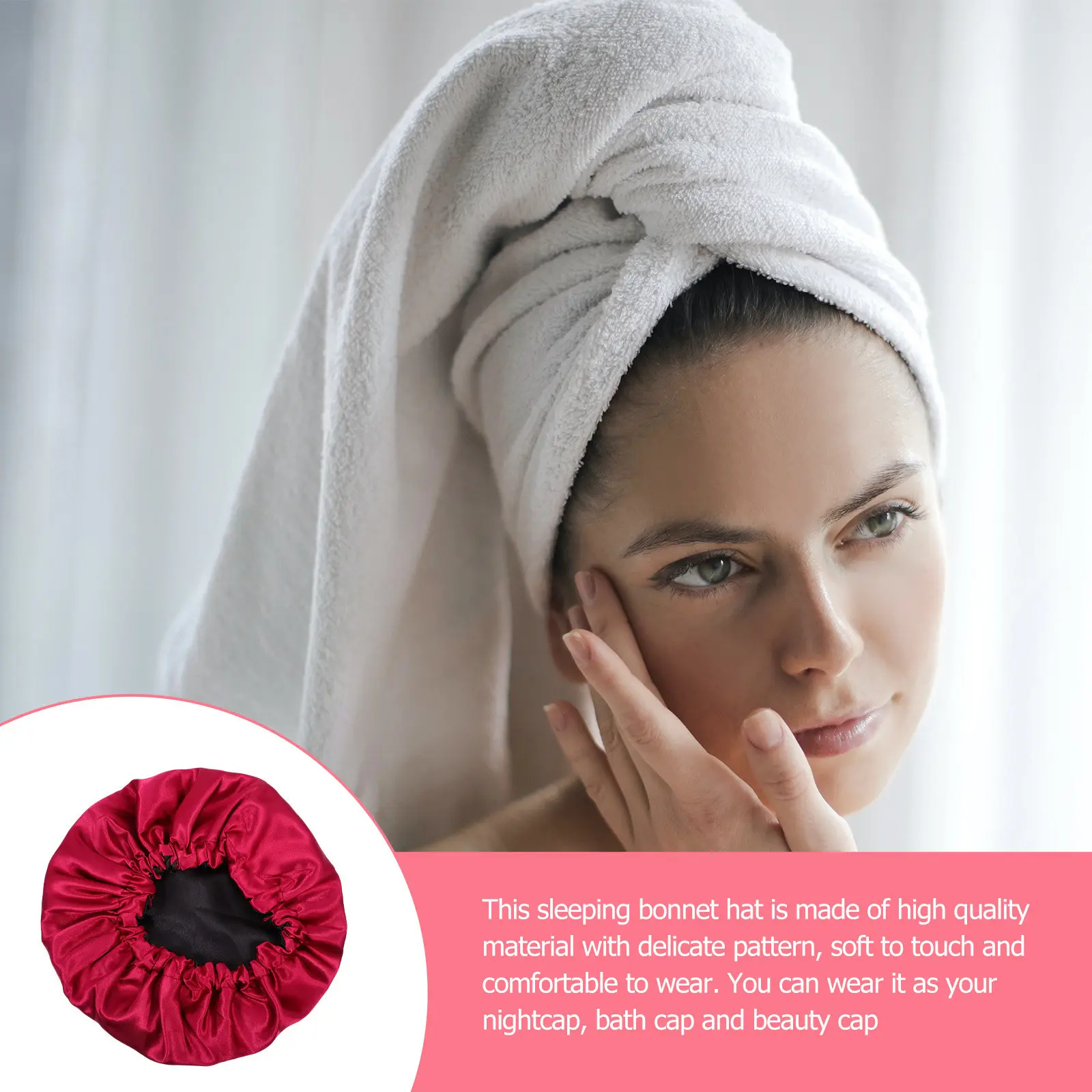 Elastic Hair Care Sleep Bonnet Silky Large Size Women Satin Sleeping Hat Smooth Anti-Frizz Hair Accessory