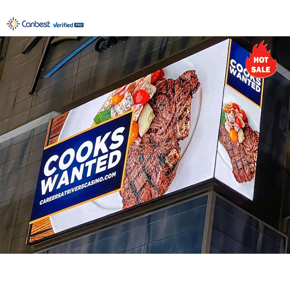 Canbest P3.91 HD Outdoor Waterproof Fixed 90 Degree Building Rooftop Corner Advertising Led Screen Display Billboard Sign Board