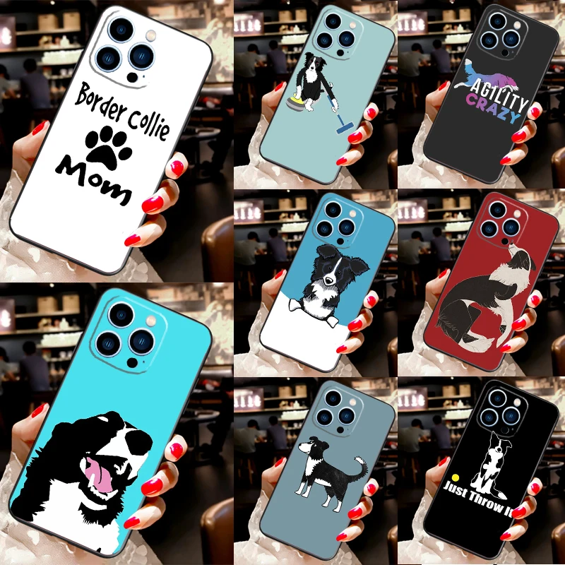 Border Collie Dog Case For iPhone 16 15 14 11 Pro Max 12 13 Mini X XS Max XR Plus Silicone Cover Coque