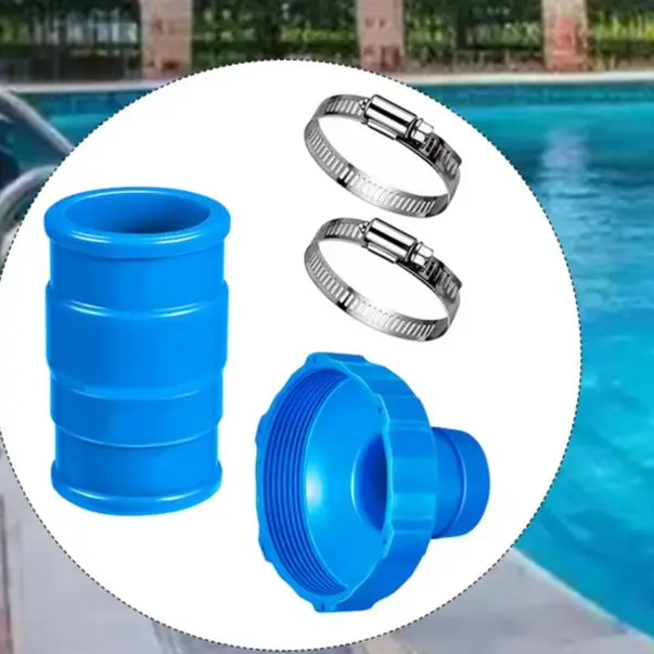 Pool Vacuum Hose Adapter Kit Compatible For Intex 11238, 1.25x1.5 Inch Connector With 2 Clamps For Above Ground Pool Maintenance