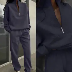 Chándal informal de manga larga para mujer, conjunto de dos piezas de pantalones gruesos, Sudadera con capucha cálida, Otoño, 2024