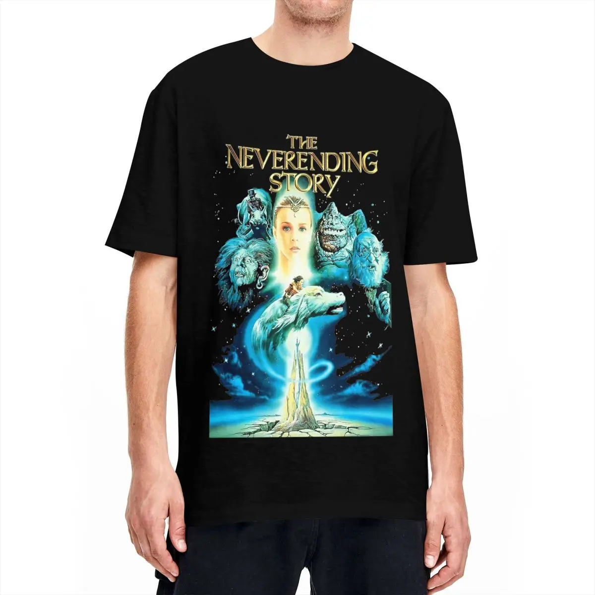 The Neverending Story T Shirt Beach Film Falkor Humorous Poster T-Shirts 100 Cotton Harajuku Tshirt For Man Short Sleeves Tees