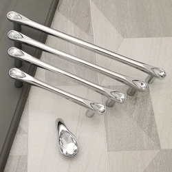 European 2 Colors Crystal With Drill Furniture Handle Wardrobe Cabinet Closet Door Knob Dressing Table and Drawer Pulls Hardware