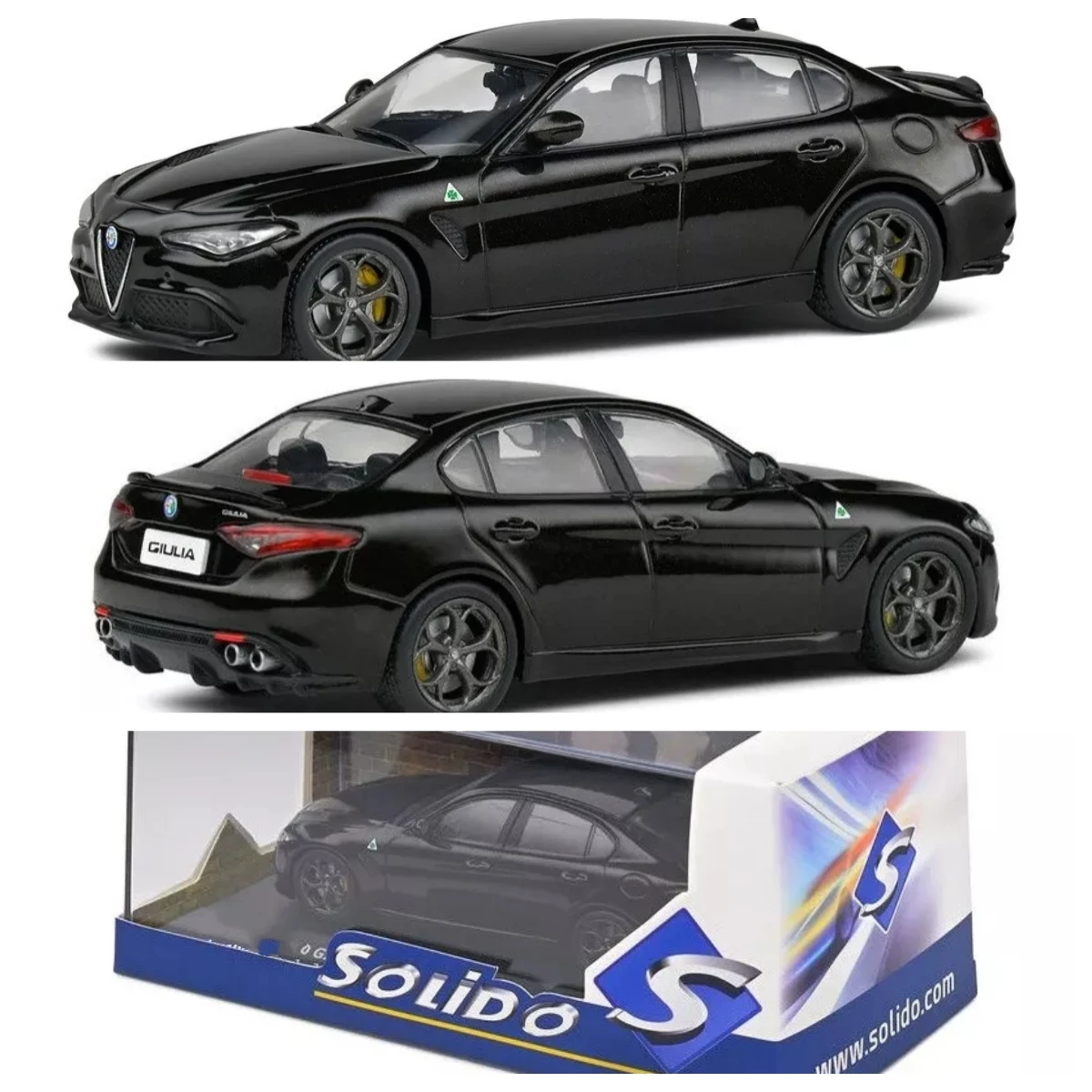 SOLIDO - Giulia Black - 1/43 - SOL4313107 Diecast Car Model Gift Model Car Collection Limited Edition Hobby Toys