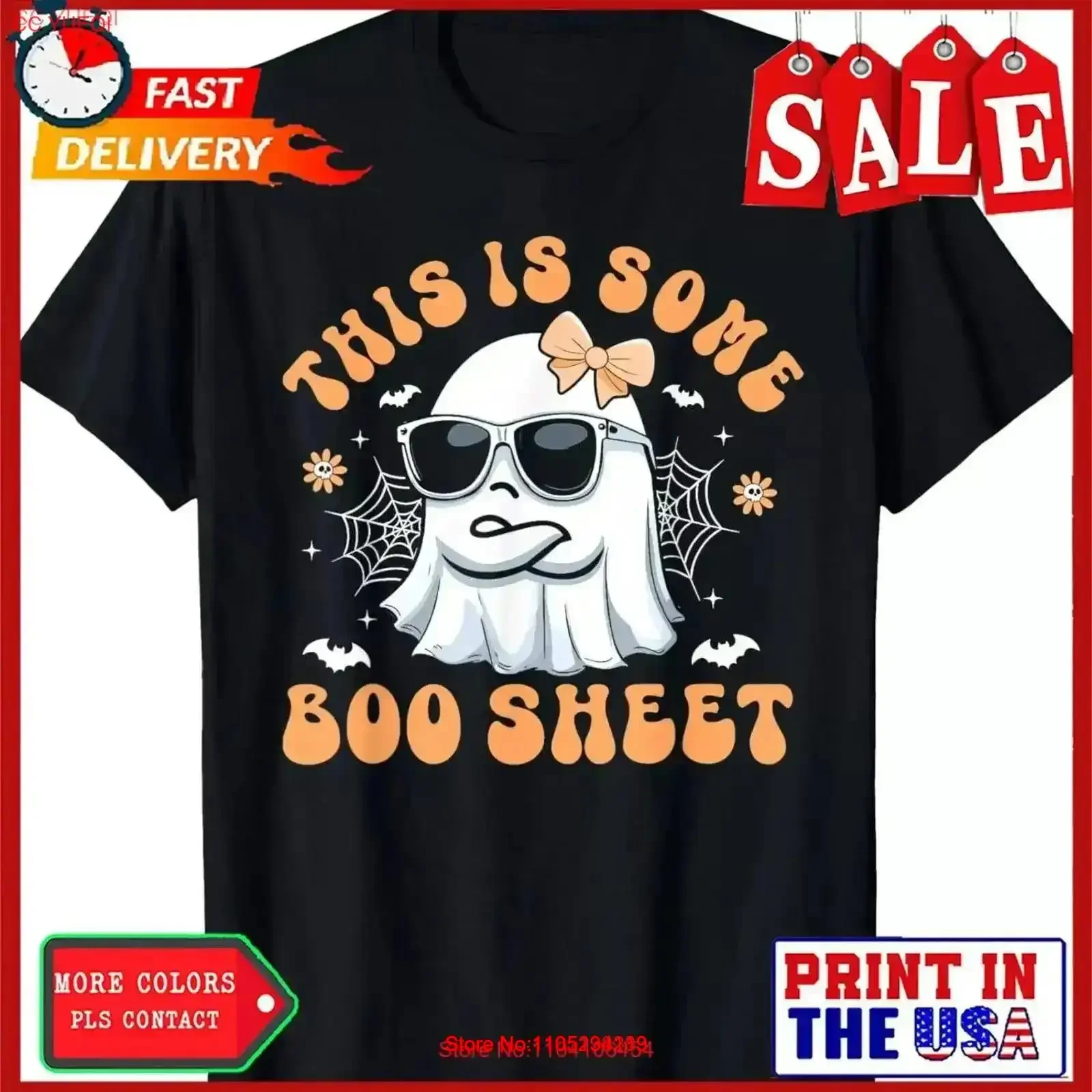 تي شيرت نسائي من This Is Some Boo Sheet تي شيرت لطيف شبح الهالوين عتيق مغسول للارتداء اليومي كاجوال ممتد متعدد الاستخدامات ناعم #1