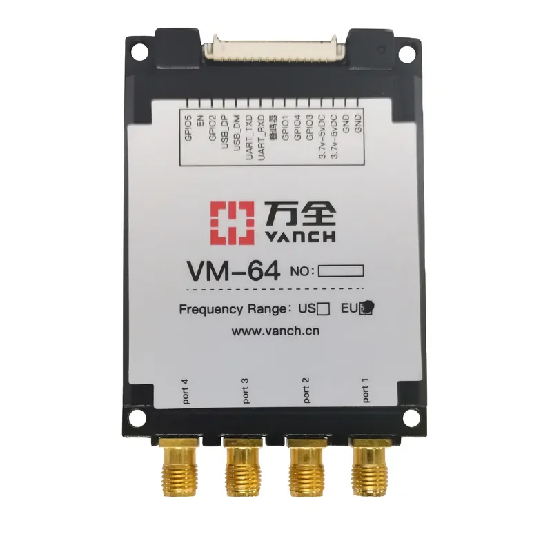 Vanch 4-ports RFID Reader Module VM-64 4-Channel 860-960MHz UHF RFID Module ISO 18000-6C Protocol 0-10m Reading Distance
