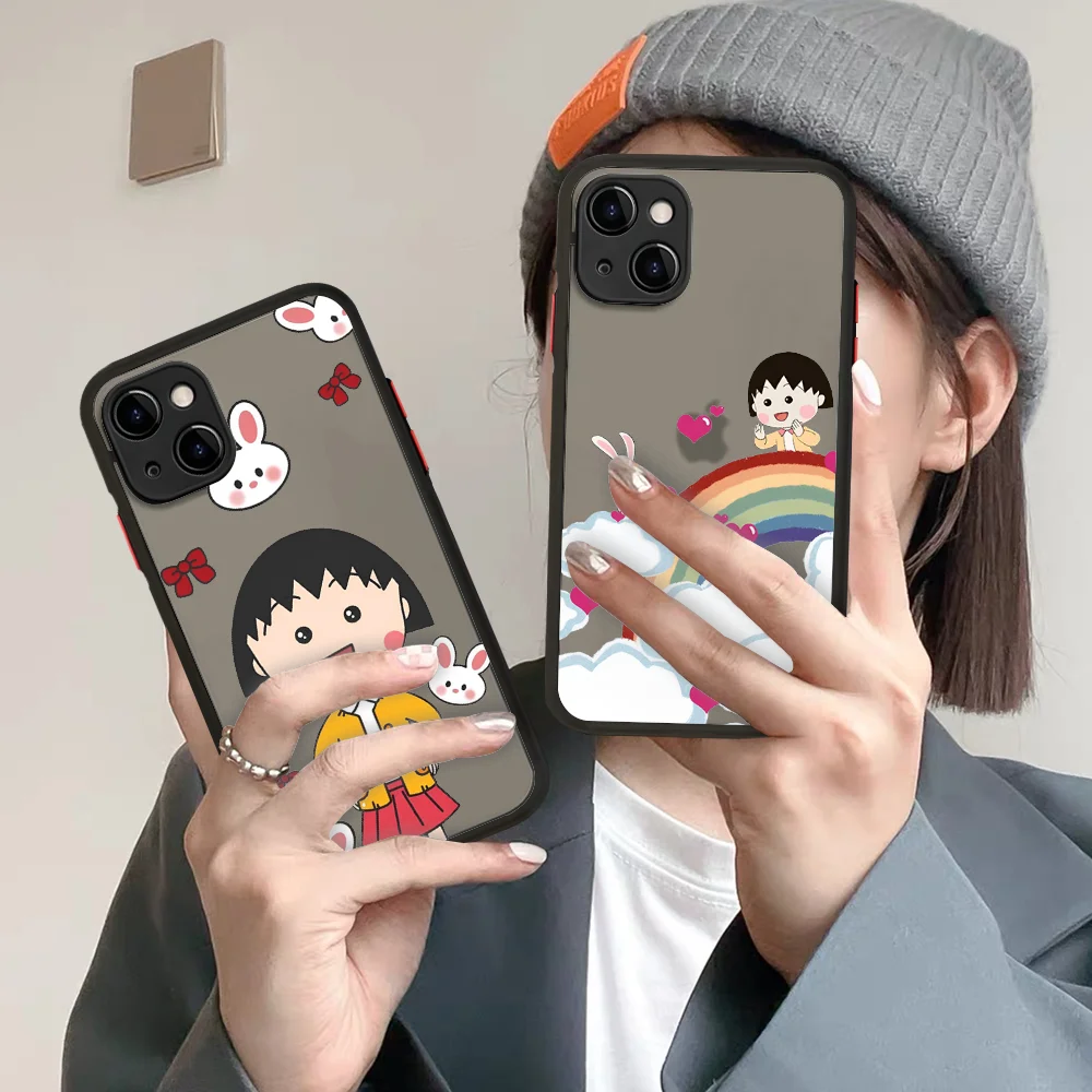 Cartoon C-Chibi M-Maruko-Chan Phone Case For iPhone 14 X XR XS 7 8 Plus 11 12 13 pro MAX 13mini Matte Shockproof Case