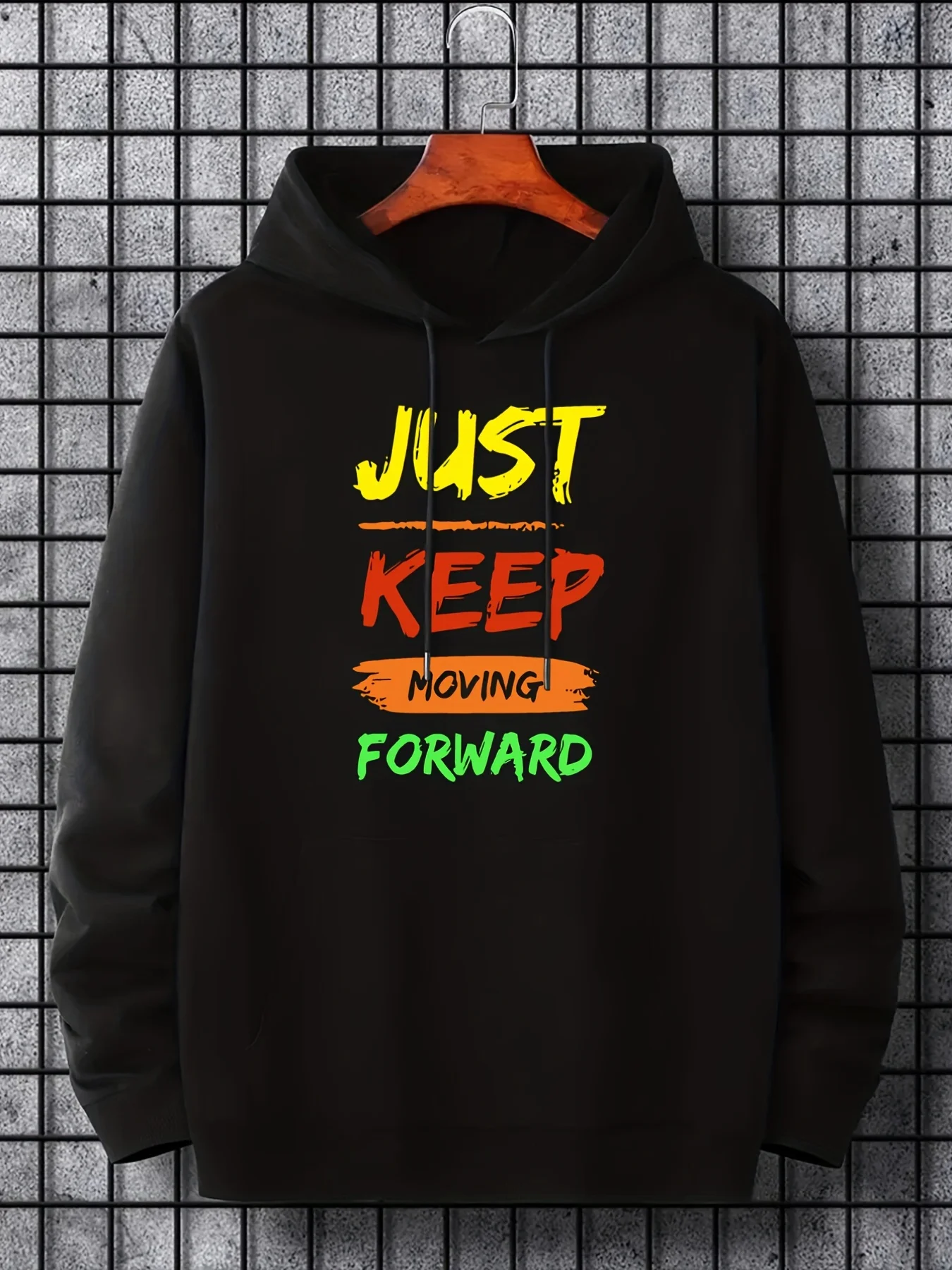 Y2K Hip Hop Style Colorful Gradient Letter Print Autumn/Winter Men's Hooded Sweatshirt Loose Casual Pullover Sweatshirt