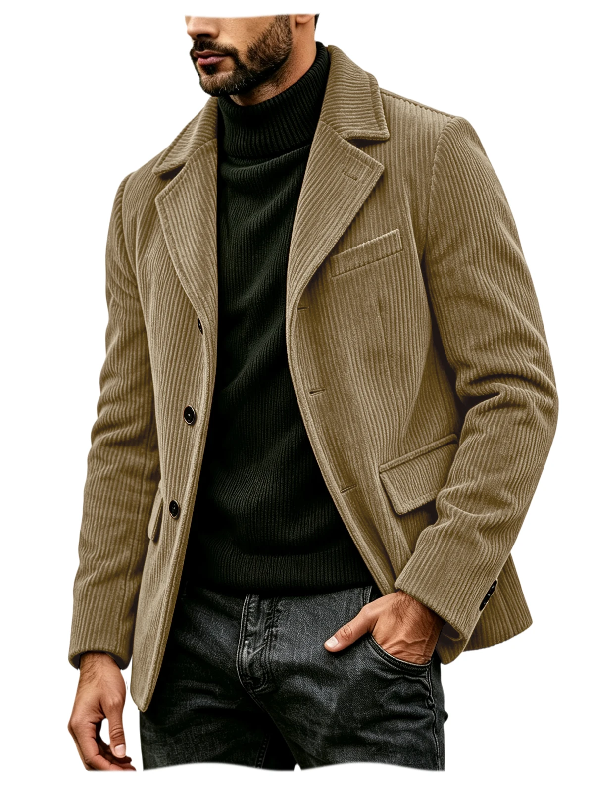Men's Corduroy Suit Jacket Vintage Notched Lapel Single Breasted Loose Fit Casual Blazer High Quality Fashion Sport Coat Busines 17