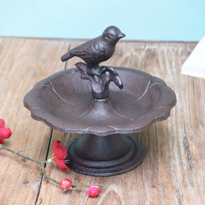 Cast Iron Vintage Storage Tray Wrought Iron Bird Lotus Leaf Tray Gift Entryway Decoration Nordic Props Key Miscellaneous Tray