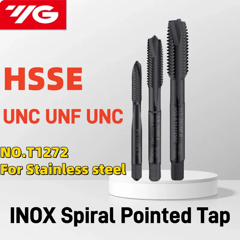 

South Korea YG JIS HSSE American INOX Spiral Pointed Tap UNC UNF UNS4-40/10-32 12-24 5/16 1/2 5/8 7/16 Machine Screw Thread Taps