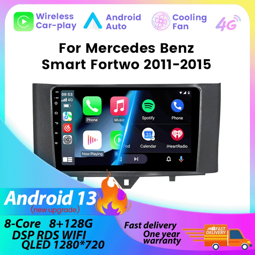 Dla Mercedes Benz Smart Fortwo 451 2010-2015 samochód Raido Stereo DSP multimedialny odtwarzacz wideo bezprzewodowy CarPlay Autoradio GPS 4G wifi