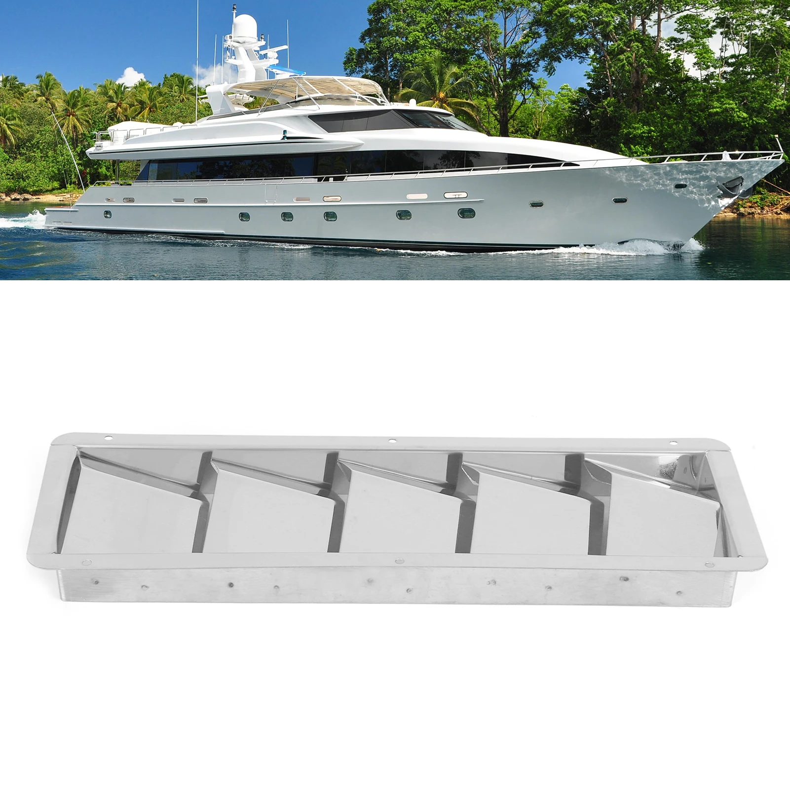 5 Slots Boat Louver Vent Rectangle Stainless Steel  Ventilation Grille Hardware Fitting Boat Louver Vent Yacht Ventilator