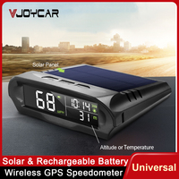 Vjoycar Wireless Solar Panel USB Charging Car GPS HUD Digital Display Speedometer for All Cars Temperature Altitude KMH MPH Time