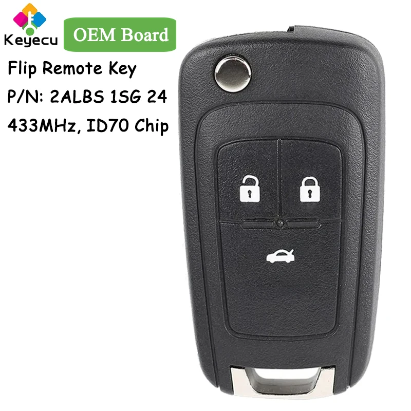 

KEYECU OEM Board Flip Remote Control Key With 3 Buttons 433MHz ID70 Chip for Chevrolet Aveo Cavalier 2019 2020 Fob 2ALBS1SG24