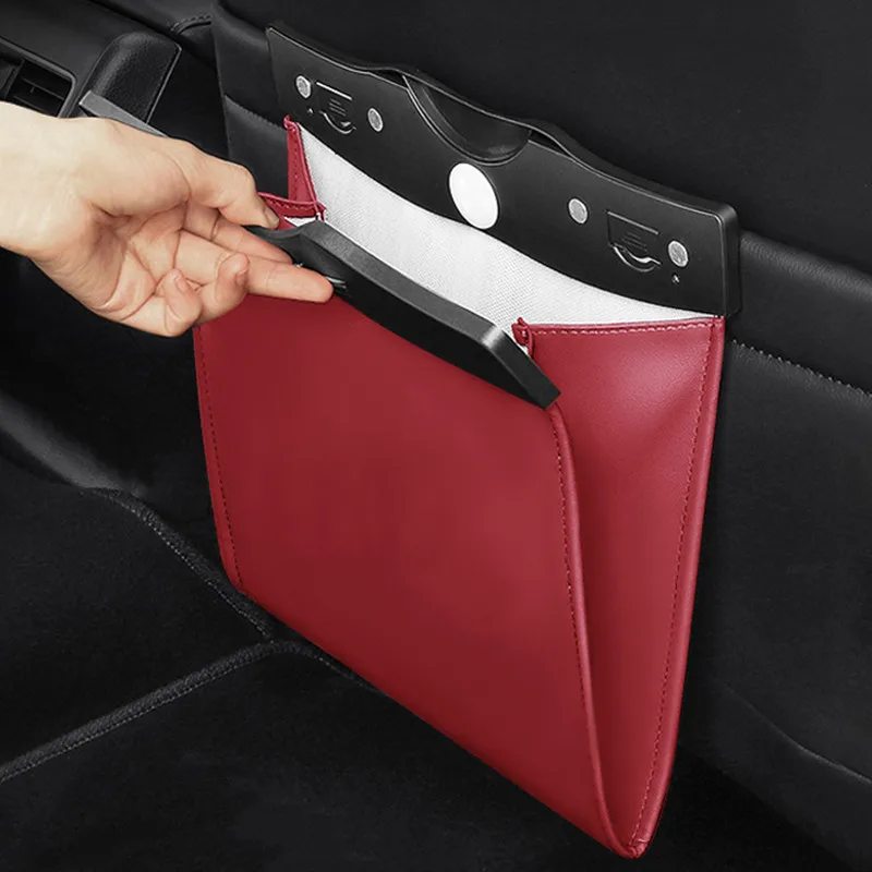 

Leather Car Seat Back Hanging Storage Bag Trash Organizer Garbage Cover Cars Storage Pockets Suitable For All Kinds Of Cars