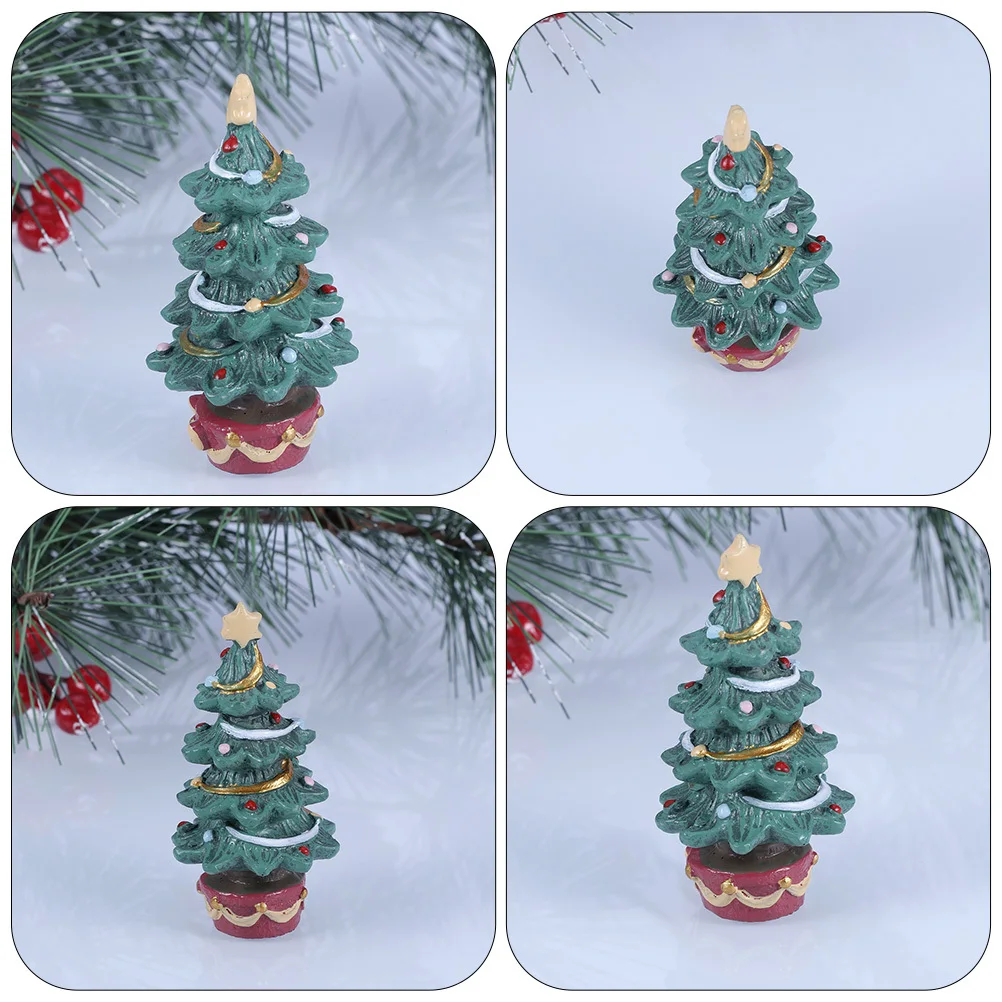 

2Pcs Resin Mini Christmas Tree Craft Ornament Lightweight Desktop Xmas Tree Decoration Great Christmas Party Accessory