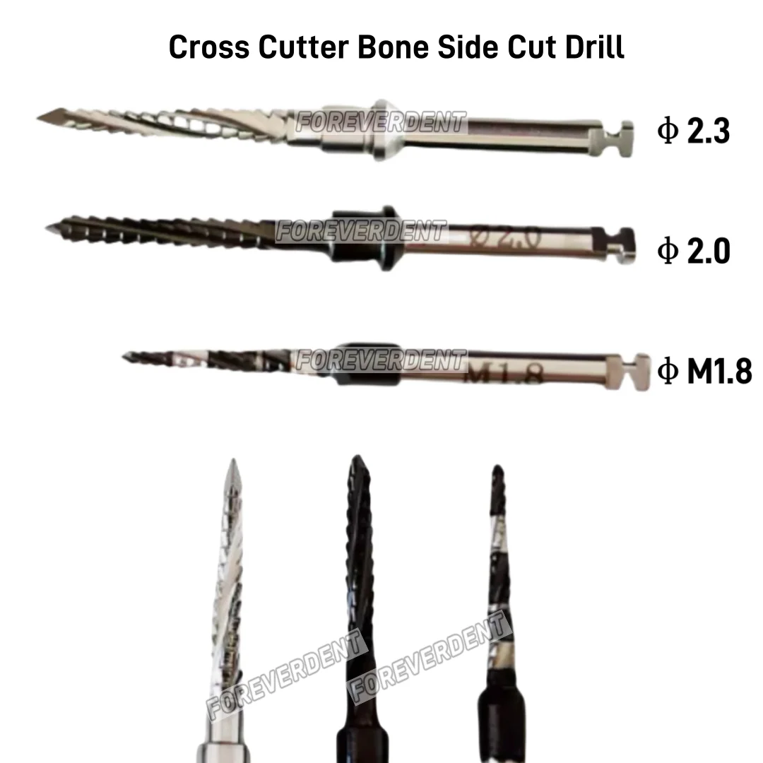 Dental Cross Cutter Bone Side Cut Drill Implant Lindermann Graft Bit Dentist Clinic Lab Material Black M1.8mm/φ2.0mm/φ2.3mm