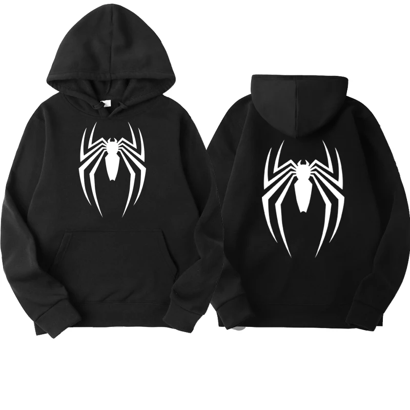 2024 Men\'s Hoodies Women\'s Pullover Spring Fall Casual Hoodies Hoodies Hip Hop Spider Print Color Hoodie Black Oversize