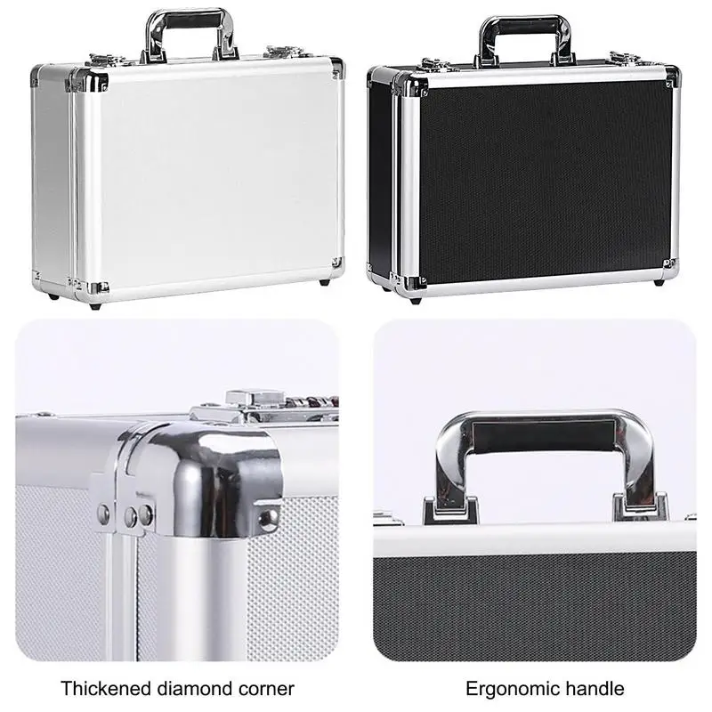 

Portable Aluminum Alloy Tool Box Shockproof Toolbox Suitcase Impact Resistant Safety Instrument Case Storage Box Sponge Lining