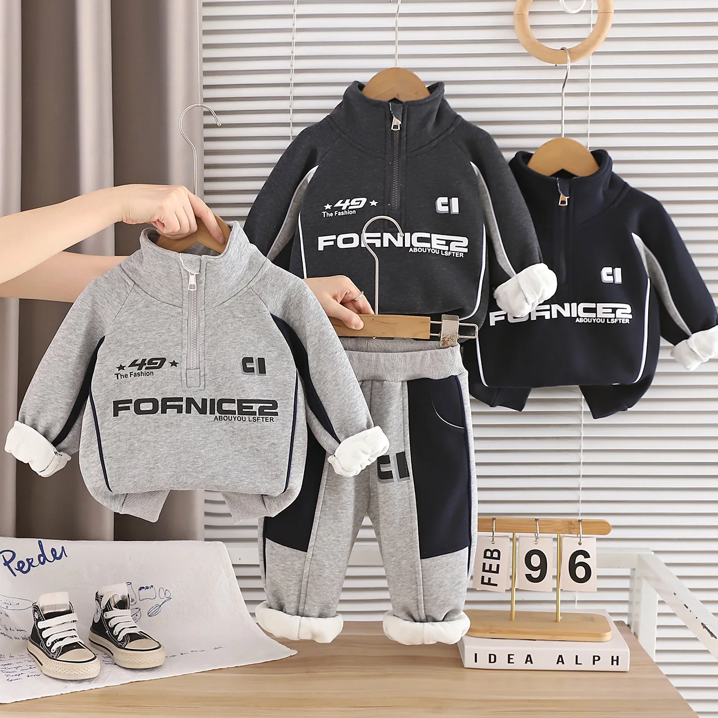 Boys Warm Clothes Sets Autumn Winter Children Thick Velvet Coats Pants 2pcs Casual Suit For Baby Tracksuits Kids Outfits Toddler
