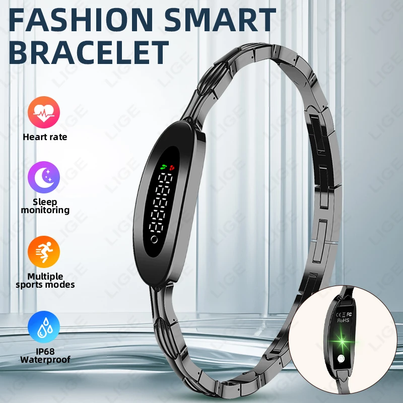 

LIGE New Fashion Smart Bracelet For Women Female Health Heart Rate Sleep Monitor Sports Fitness Tracker Smartwatch Ladies Band