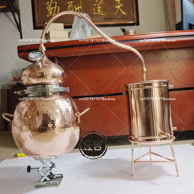 2L Copper Still Household Small Ancient Distillation Equipment Hydrosol Machine Distilling Wine