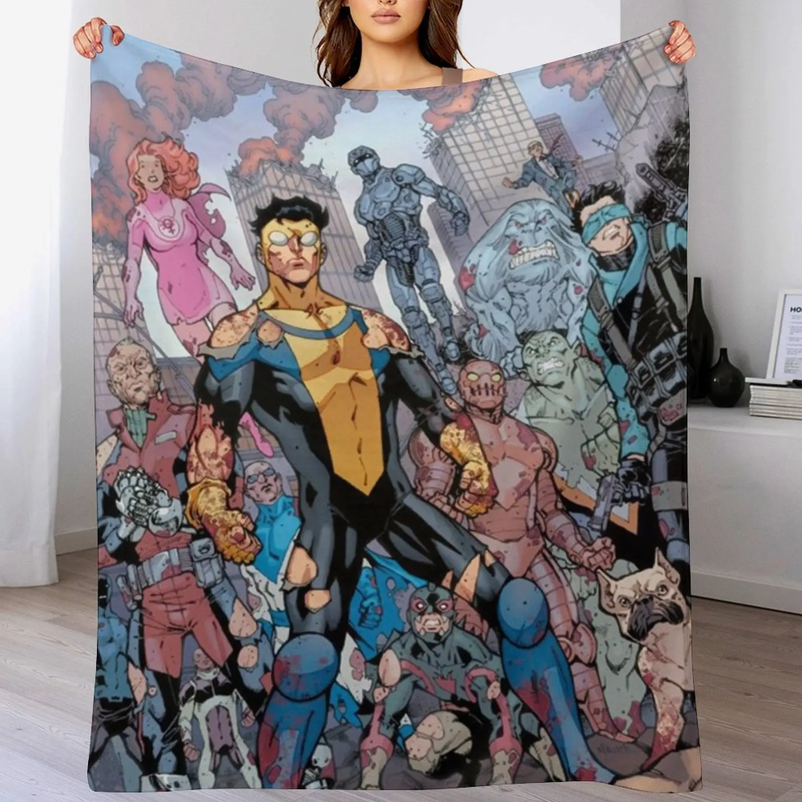 

Invincible Throw Blanket Travel Size Cozy Blanket for Plane Train