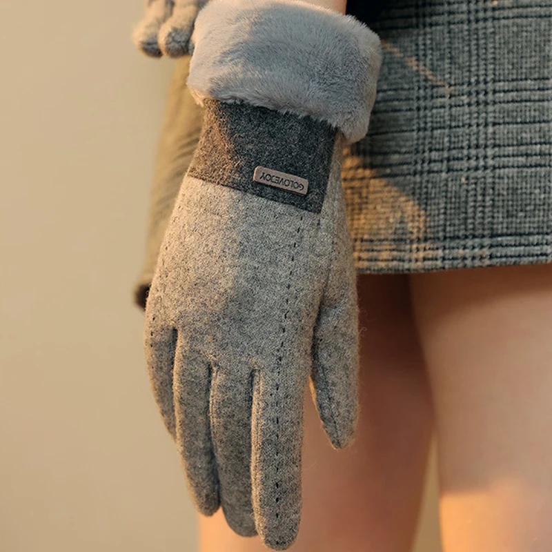 Neue Winter-Kaschmir handschuhe im französischen Stil für Damenmode im Freien verdicken warme Touchscreen-Handschuhe für Damen bekleidung