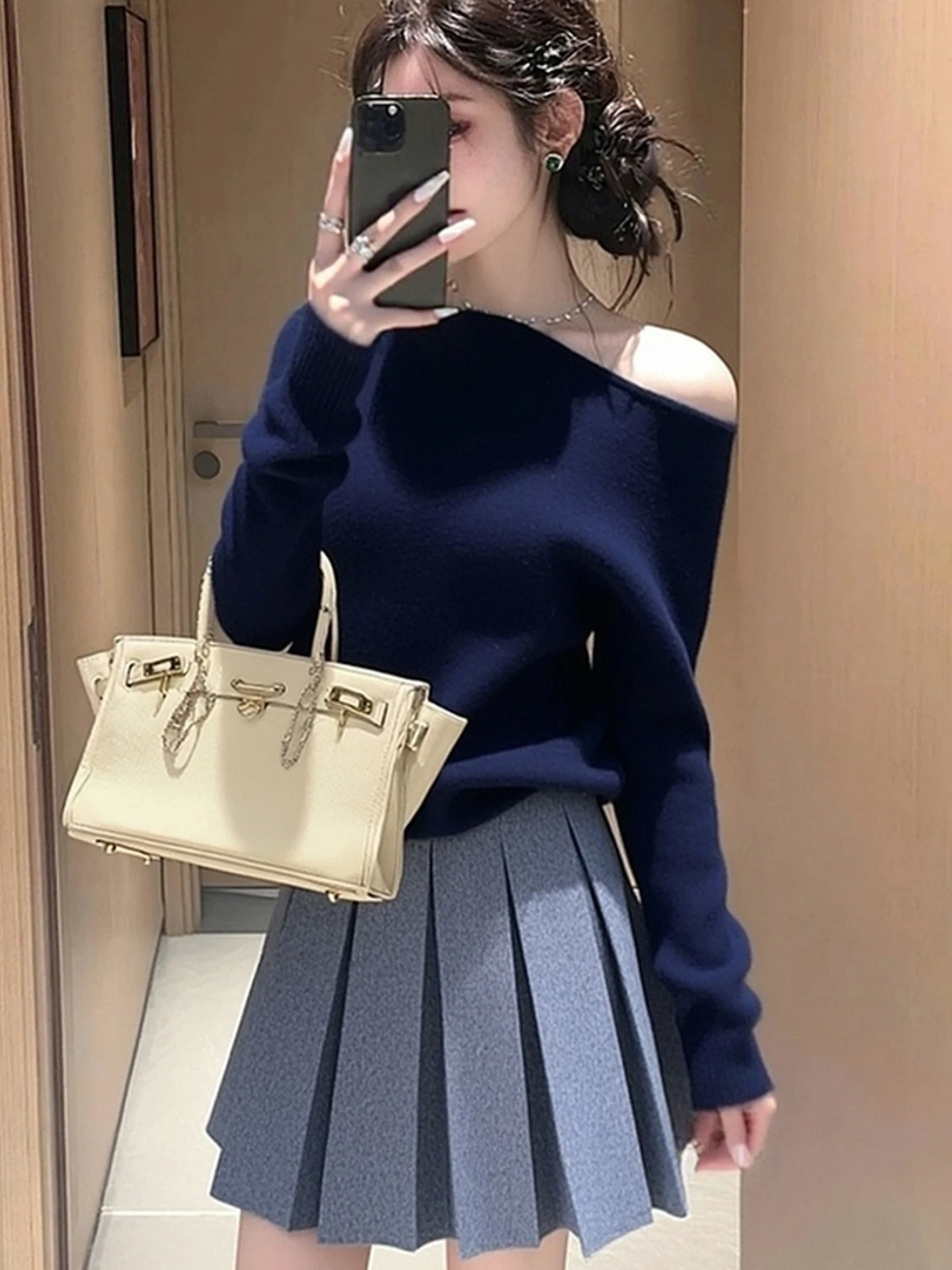 

Ele Color Knitted Sweater Long Sve Faionable Sli Top Attractive Autumn New Arrival Women's Camere Sweater