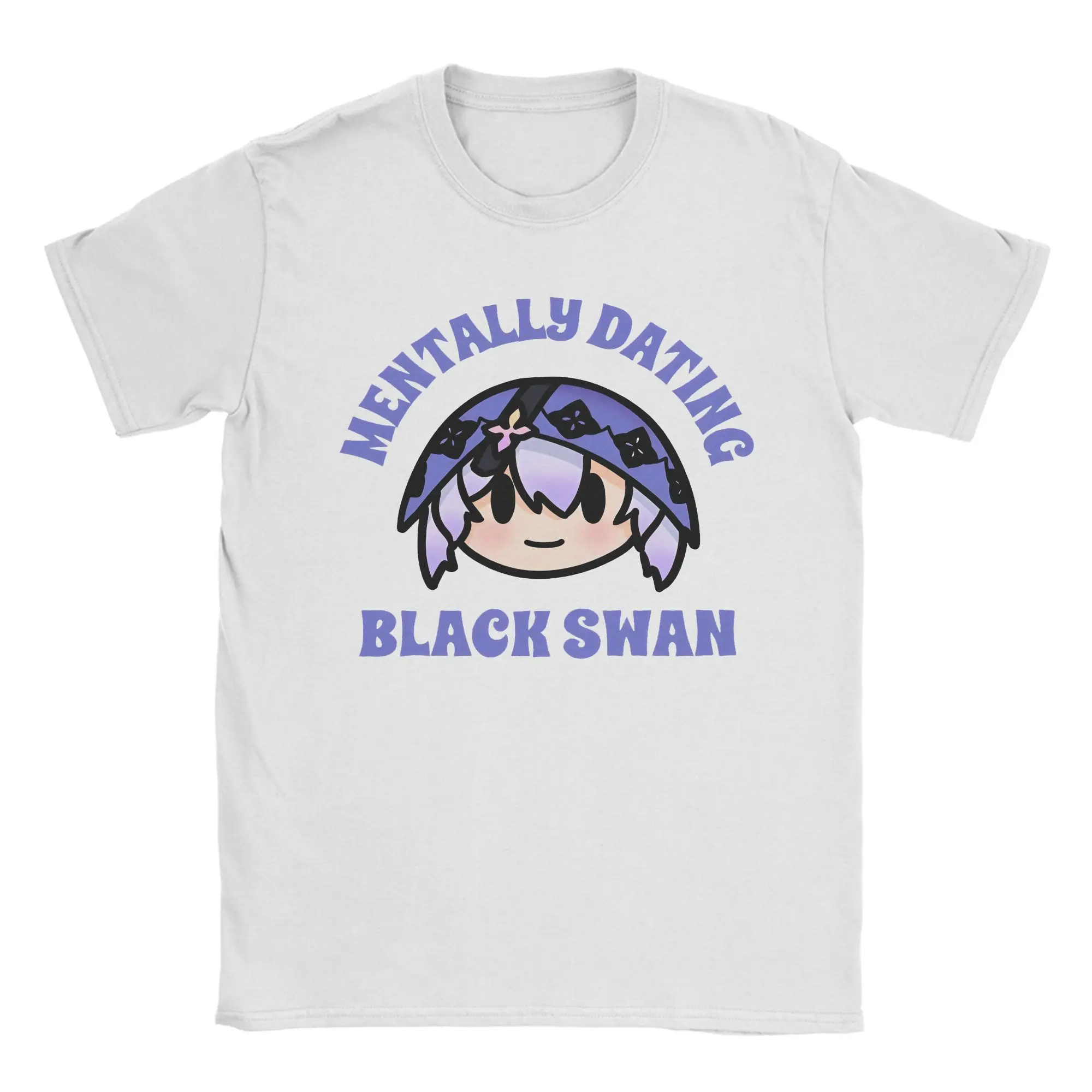 

Men's T-Shirt Honkai Star Rail Mentally Dating Black Swan 100% Cotton Tee Shirt Short Sleeve T Shirts Crew Neck Clothing Summer