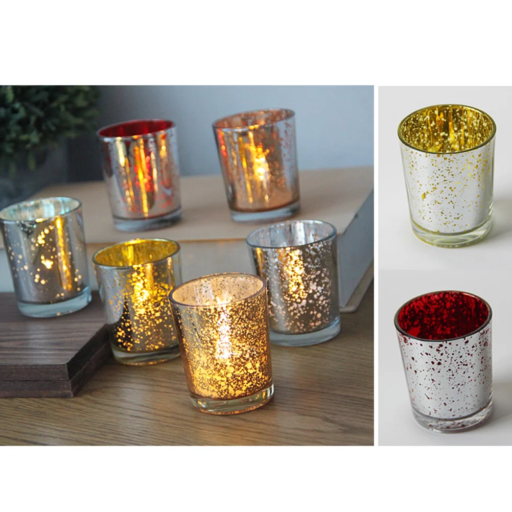 

12Pcs Electroplated Glass Holder Thickened Tealight Votive Holders for Wedding Party Home Decoration Aromatherapy