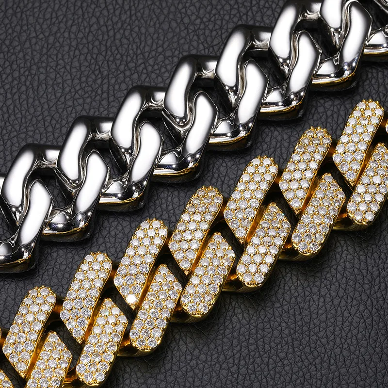 30mm Big Heavy Hip Hop 5A+ CZ Stone Paved Bling Iced Out Solid Rhombus Cuban Miami Link Chain Bracelets for Men Rapper Jewelry