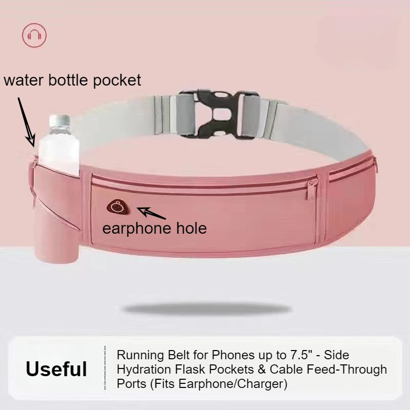 360 ° حقيبة خصر عاكسة للجري مكونة من 3 جيوب وحزام نحيف مقاوم للماء مع منفذ لسماعة الرأس تناسب الهواتف مقاس 7.2 بوصة لسلامة الجري الليلي #4