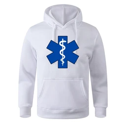 EMT ambulance Printing Hoodies Mens Personality Fashion Hoody Hip Hop Fleece Streetwear Loose Pullover Spiritual Hoody