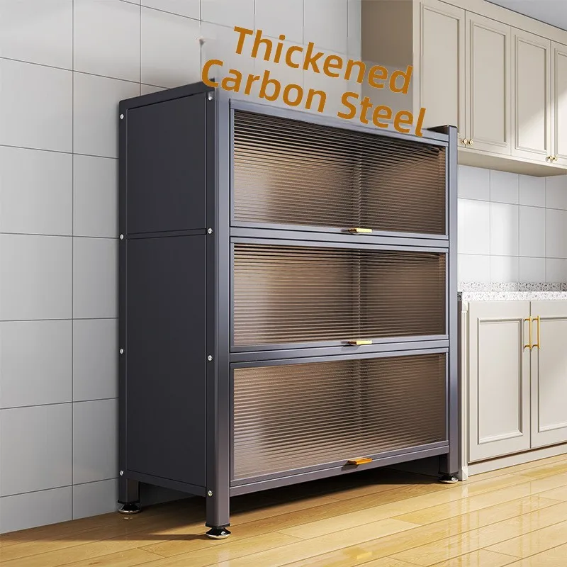 kitchen-storage-cabinet-floor-standing-multi-layer-dust-proof-microwave-oven-home-use-with-door-multi-purpose-pull-out-tablec